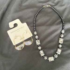 Black & White Necklace and BR Earrings Set